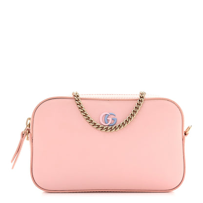 Gucci Dollar Calfskin Enamel Monochrome Super Mini GG Marmont Chain Shoulder Bag Light Pink Blue 1 of 10