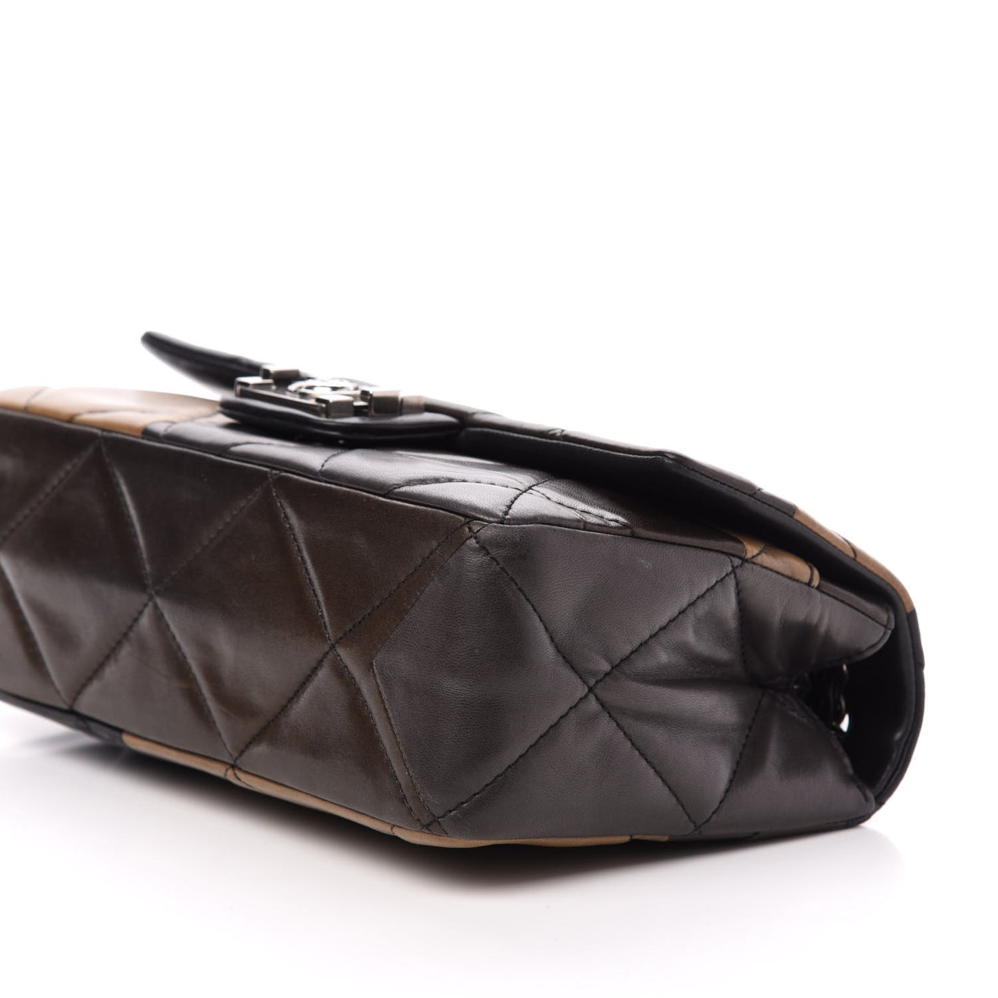 Lambskin Quilted Patchwork Boy Flap Brown
