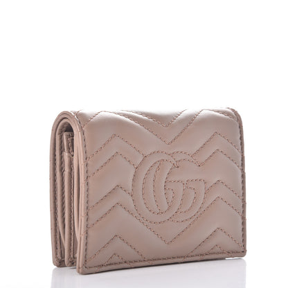 Gucci Calfskin Matelasse GG Marmont Card Case Wallet Porcelain Rose 3 of 8
