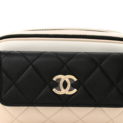 Chanel Goatskin Quilted Waist Bag Beige White Black 10 of 13