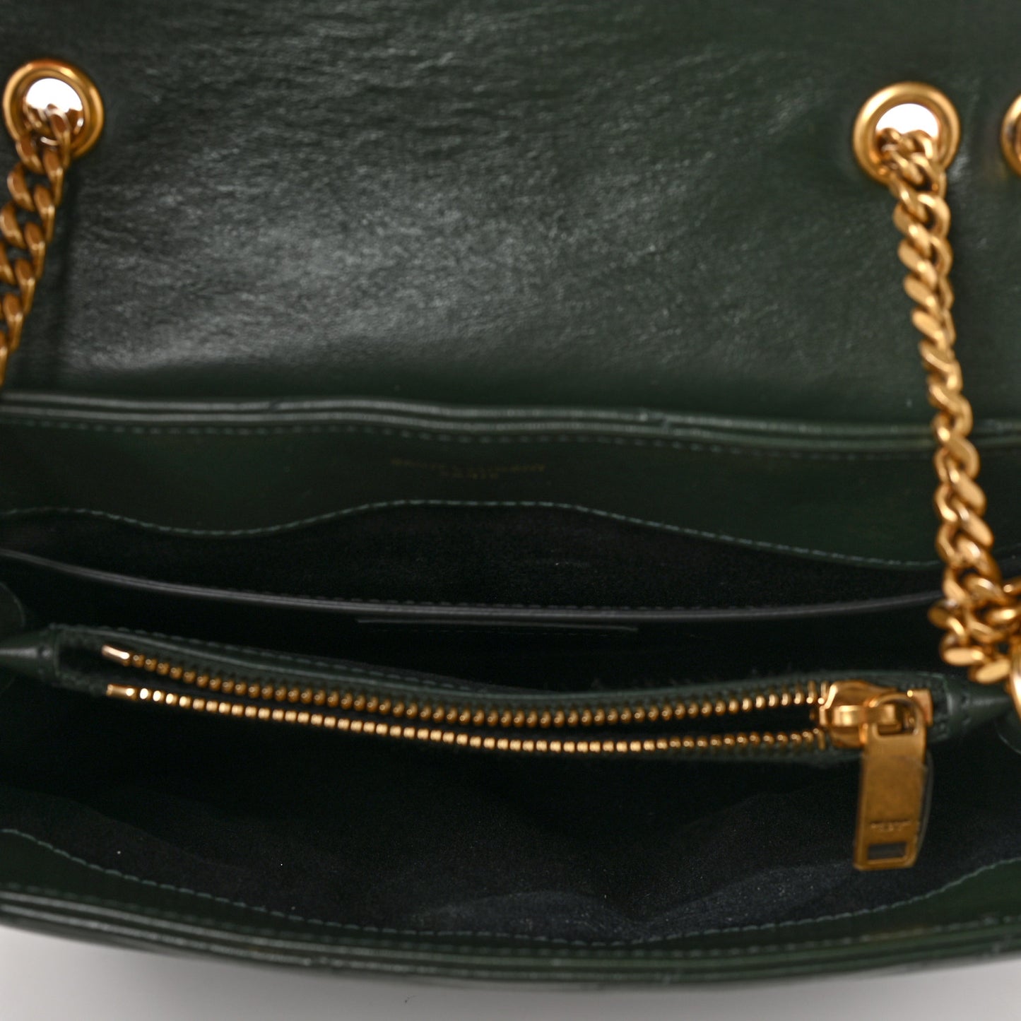 Calfskin Y Quilted Monogram Small Loulou Chain Satchel Olive