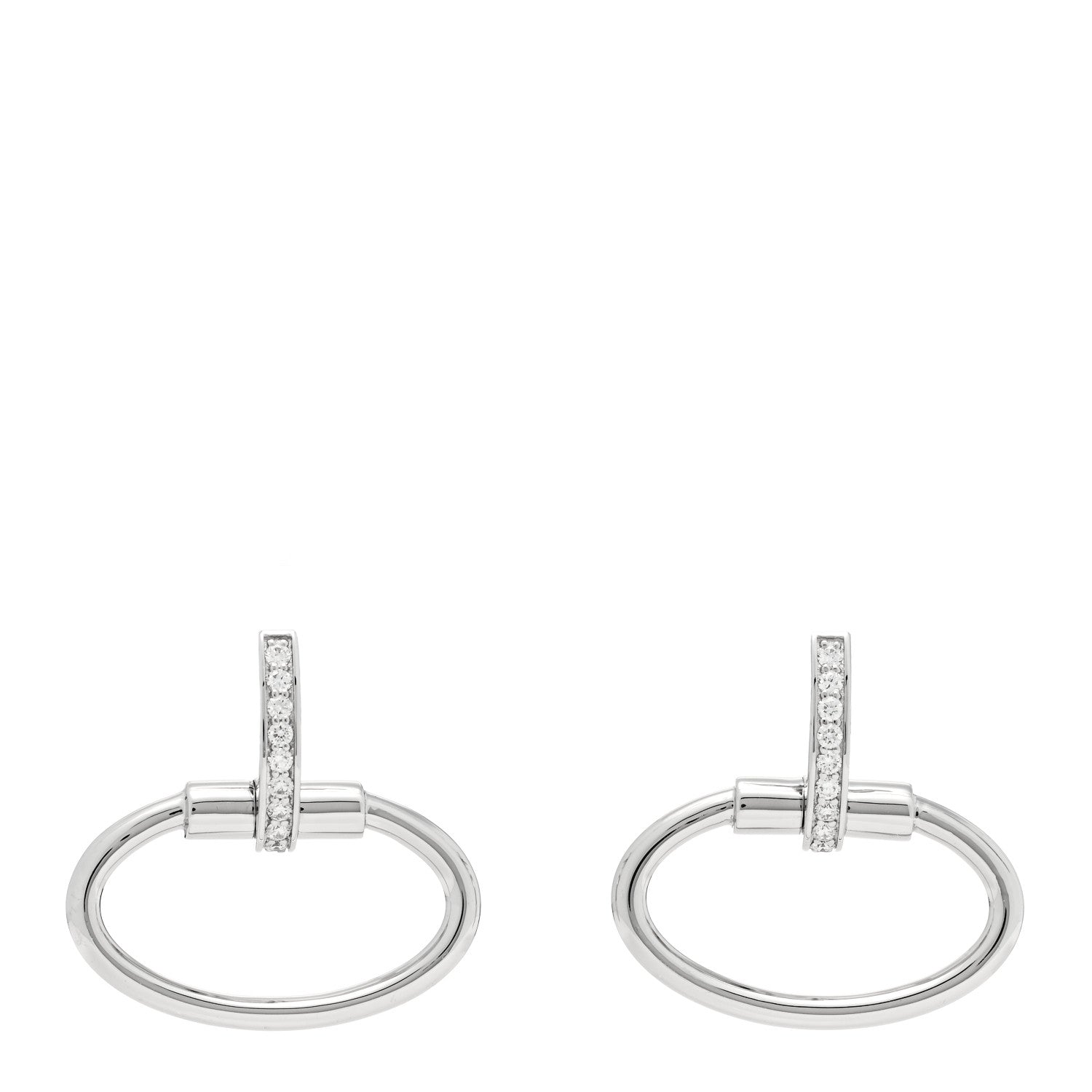 Roberto Coin 18K White Gold Diamond Classica Parisienne Oval Drop Earrings 1 of 5
