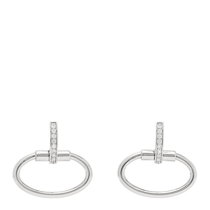 Roberto Coin 18K White Gold Diamond Classica Parisienne Oval Drop Earrings 1 of 5