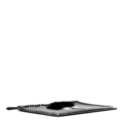 Fendi Vitello Elite Flamingo Mink Karlito Studded Pouch Black White Plaster 3 of 4