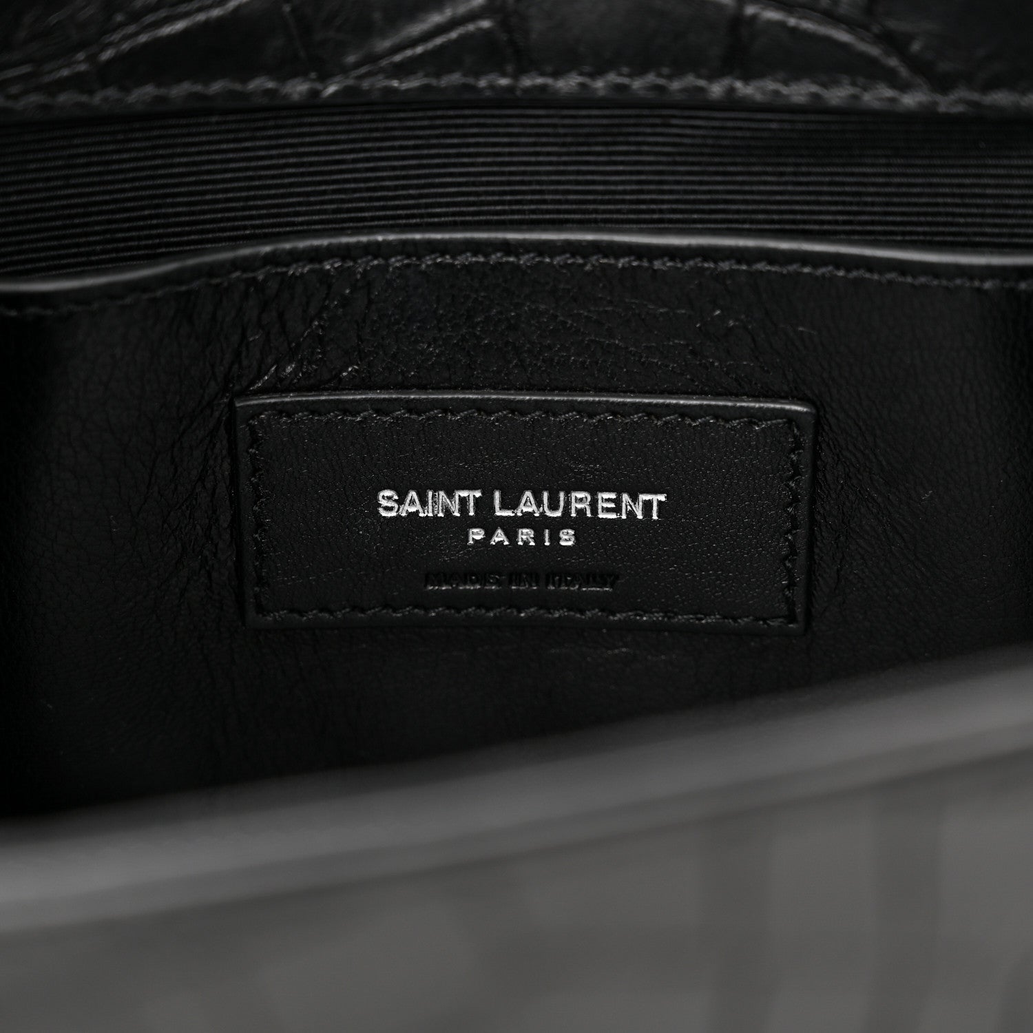 Saint Laurent Calfskin Crocodile Embossed Medium Classic Monogram Kate Satchel Black 6 of 10
