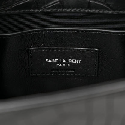 Saint Laurent Calfskin Crocodile Embossed Medium Classic Monogram Kate Satchel Black 6 of 10