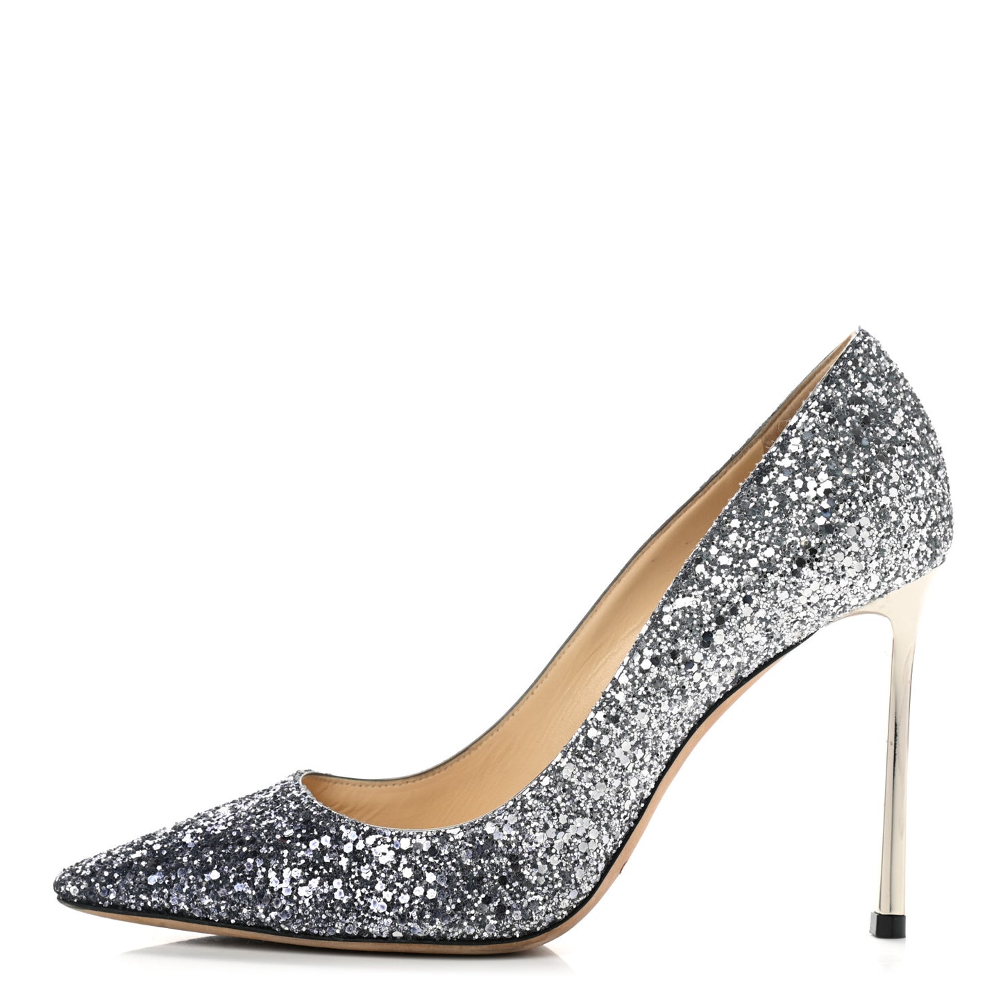 Coarse Glitter Degrade Pointy Toe Romy 100 Pumps 37.5 Navy Silver