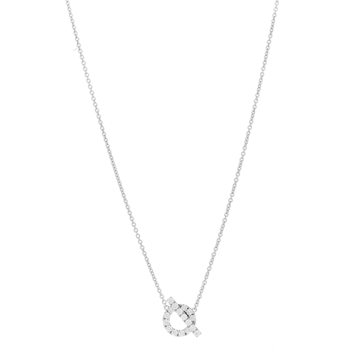 Hermes 18K White Gold Diamond Finesse Pendant Necklace 1 of 5