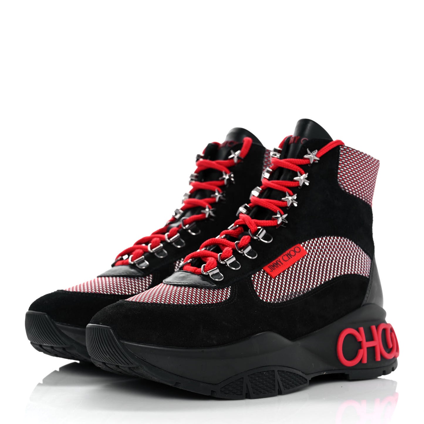 Calfskin Technical Mesh Suede Crosta Boot 36.5 Red Black