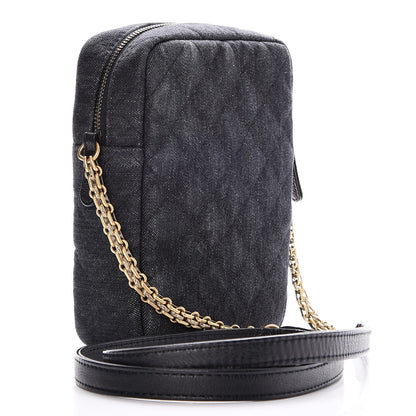 Chanel Washed Denim Quilted Reissue Camera Case Black 3 of 8