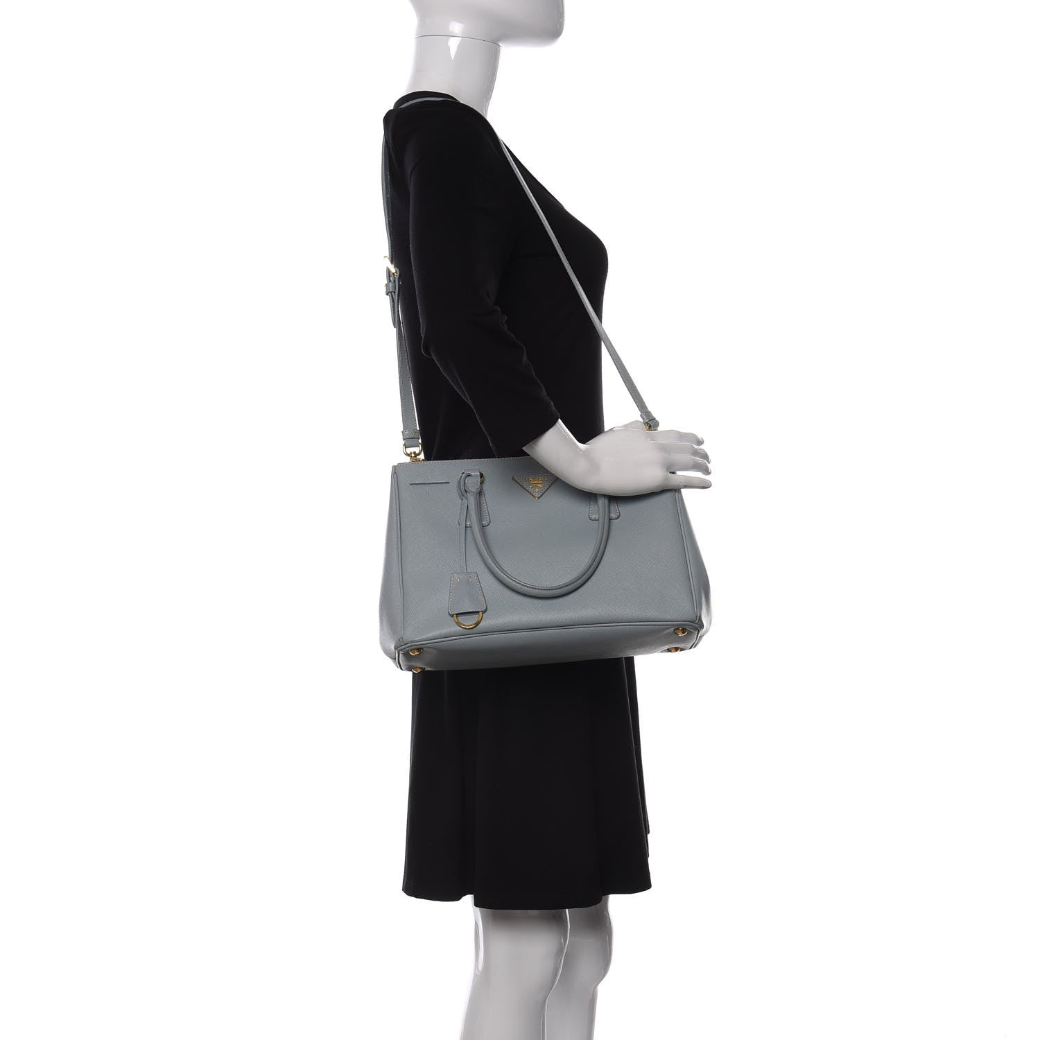 Prada Saffiano Small Galleria Double Zip Tote Lago 2 of 14