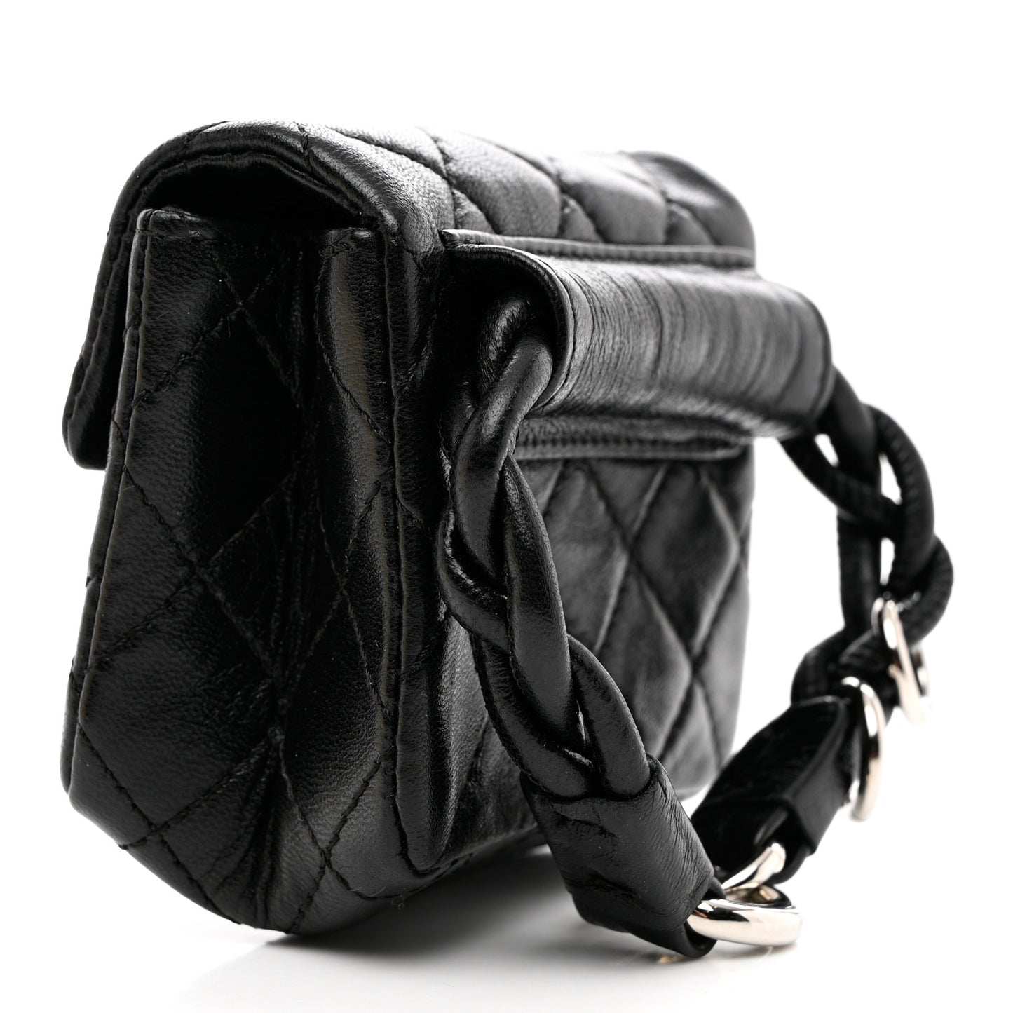 Calfskin Quilted 2.55 Ankle Wrist Bag Black