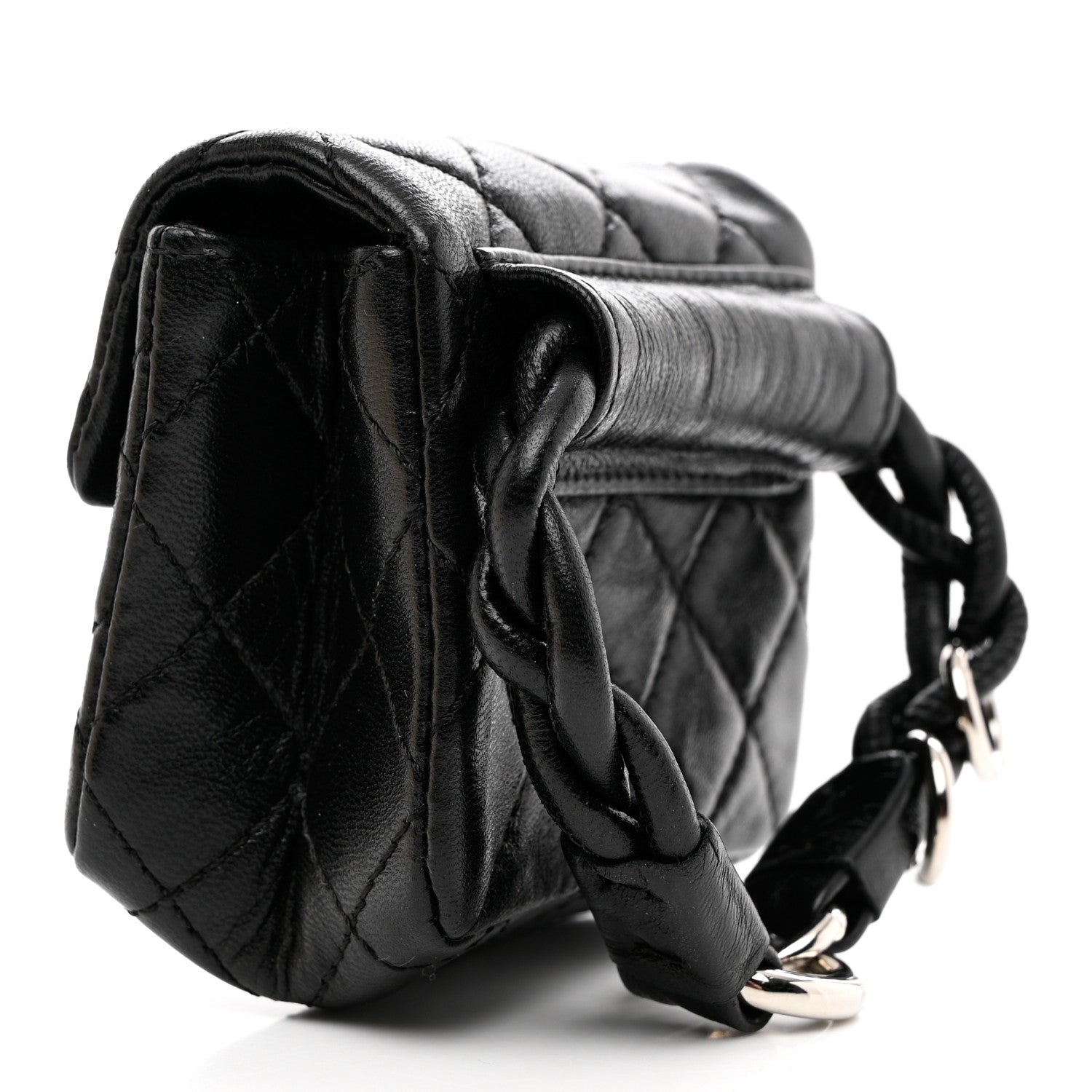 Chanel Calfskin Quilted 2.55 Ankle Wrist Bag Black 4 of 10