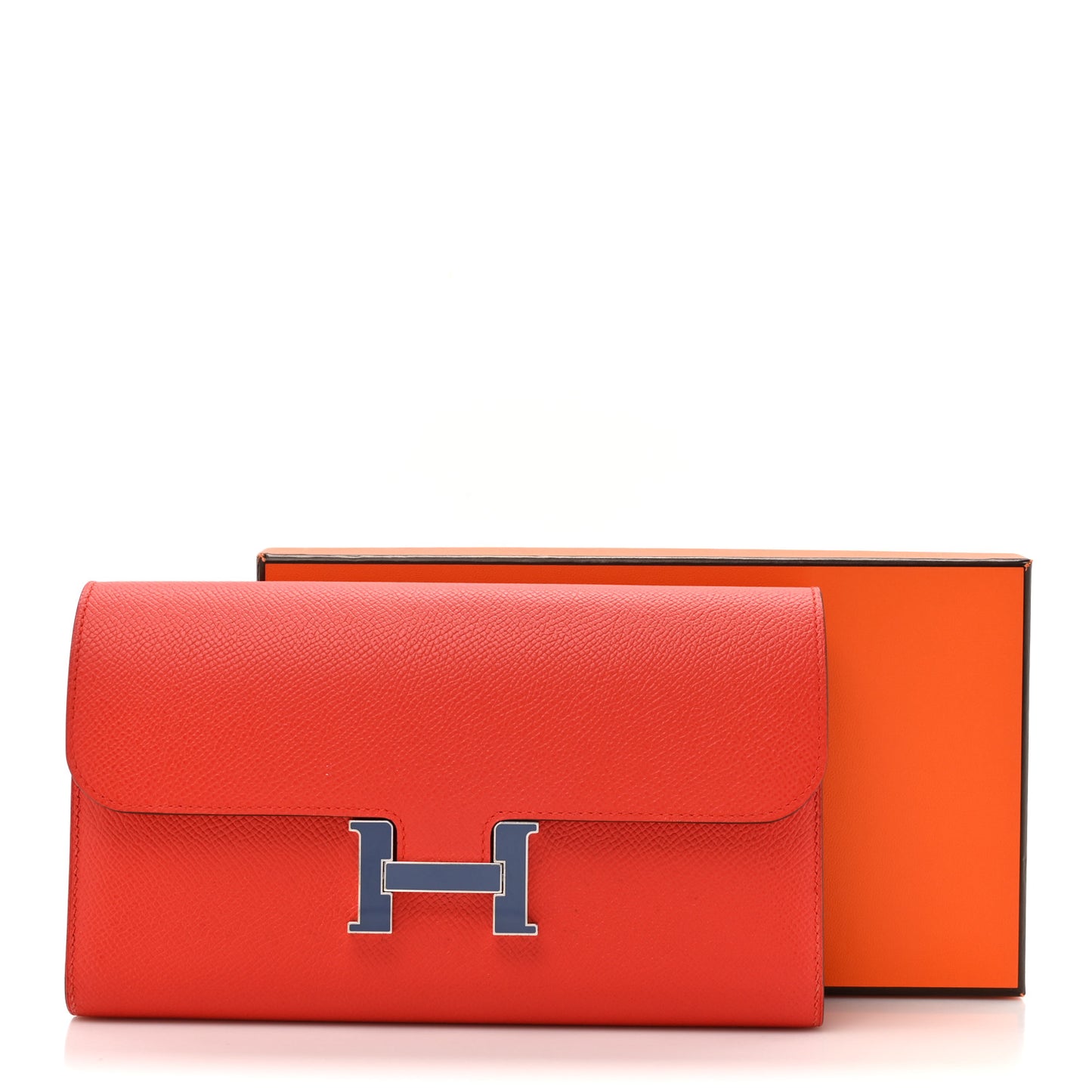 Epsom Enamel Constance Long Wallet Capucine Bleu Brighton