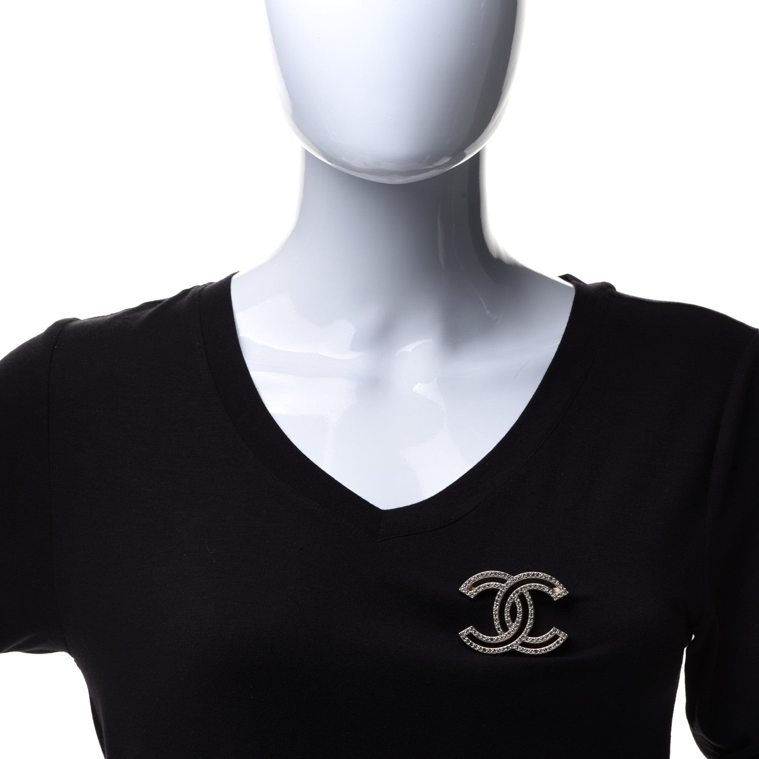 Chanel Crystal CC Brooch Light Gold 2 of 5