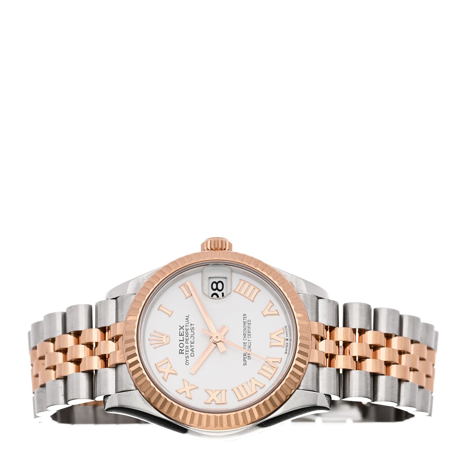 Rolex Stainless Steel 18K Everose Gold 31mm Oyster Perpetual Datejust Watch White Roman 278271 2 of 5