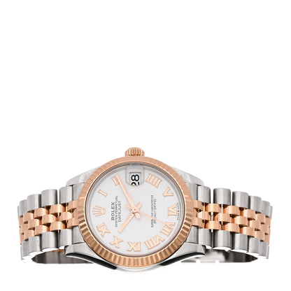 Rolex Stainless Steel 18K Everose Gold 31mm Oyster Perpetual Datejust Watch White Roman 278271 2 of 5