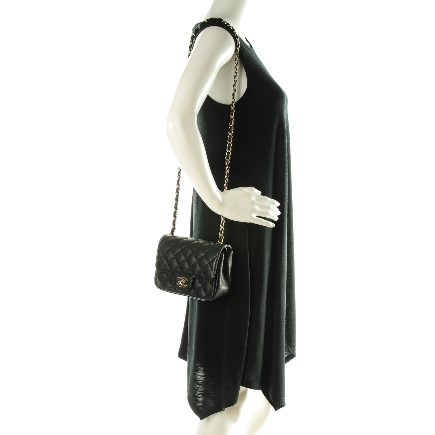 Caviar Quilted Mini Square Flap Black