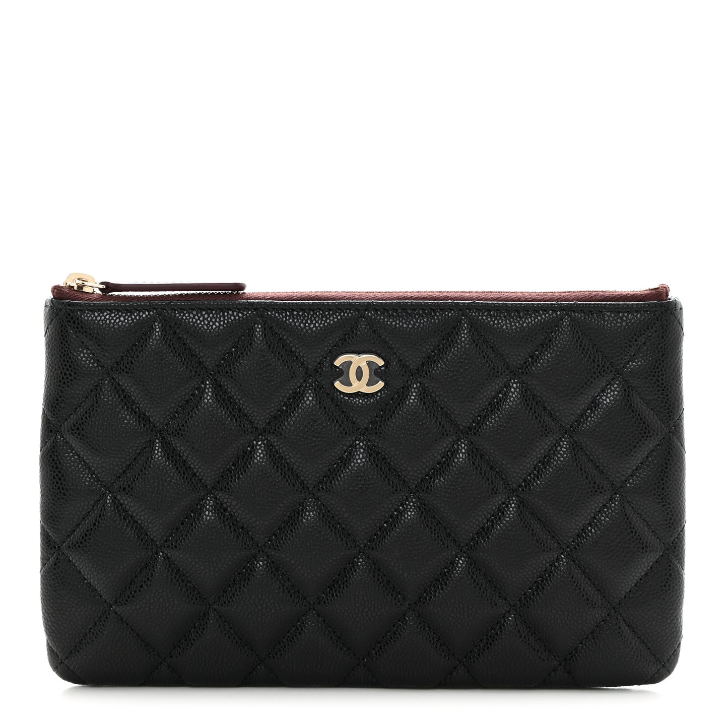 Caviar Quilted Small Zipped Pouch Black