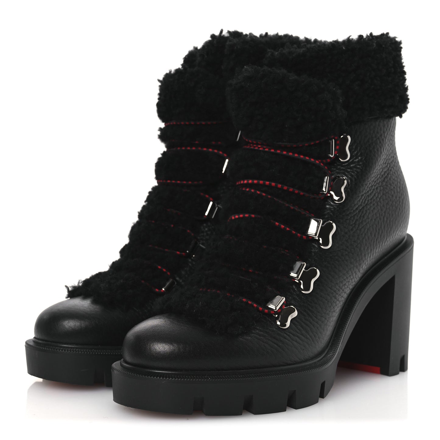 Grained Calfskin Shearling Edelvizir 70 Ankle Boots 36 Black