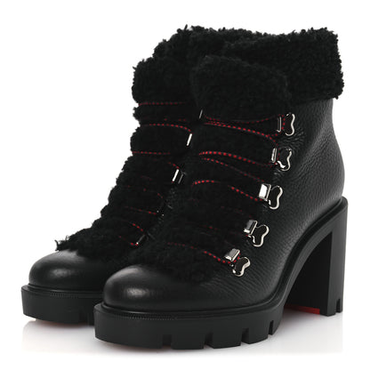 Christian Louboutin Grained Calfskin Shearling Edelvizir 70 Ankle Boots 36 Black 4 of 10