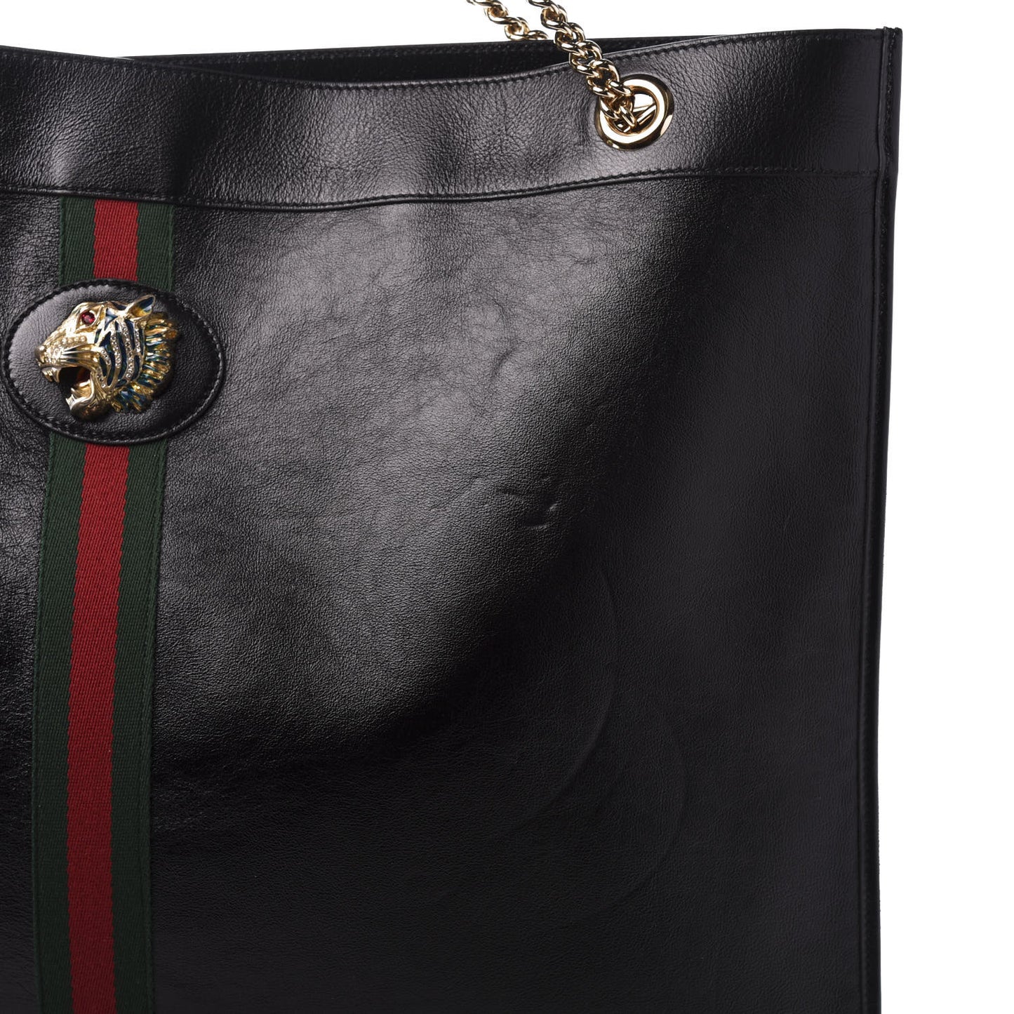 Calfskin Maxi Rajah Chain Tote Black