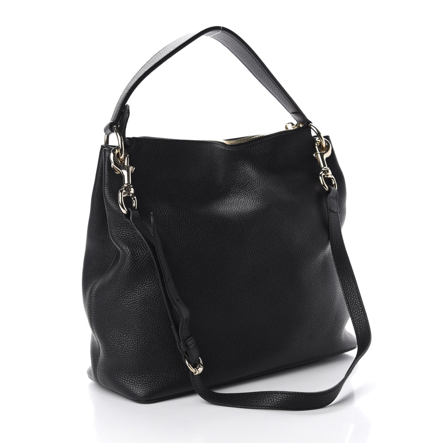 Pebbled Calfskin Large Soho Hobo Black