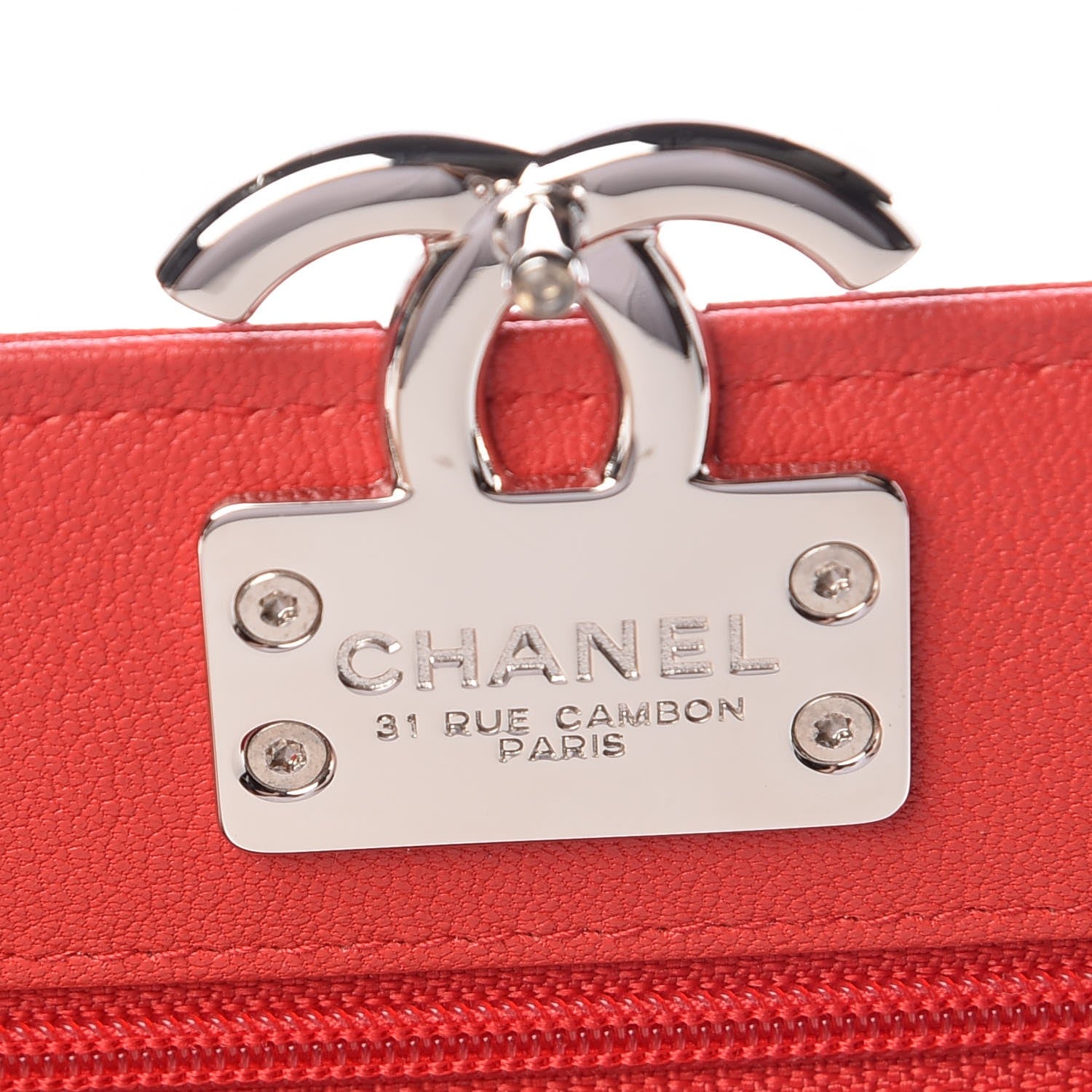 Chanel Grained Calfskin Quilted CC Box Wallet On Chain WOC Red 6 of 8