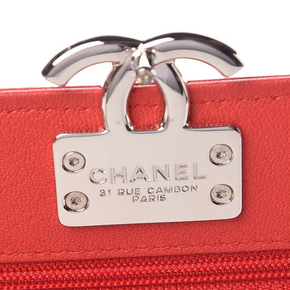 Chanel Grained Calfskin Quilted CC Box Wallet On Chain WOC Red 6 of 8