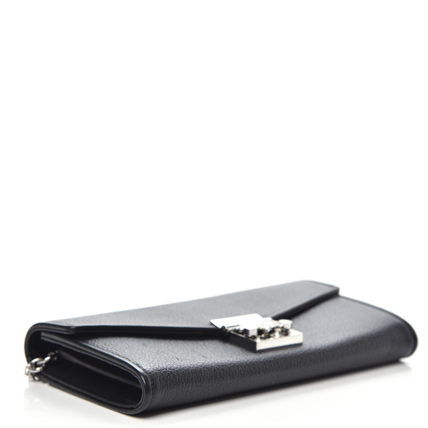 Grained Calfskin Large Patricia Wallet On Chain Black