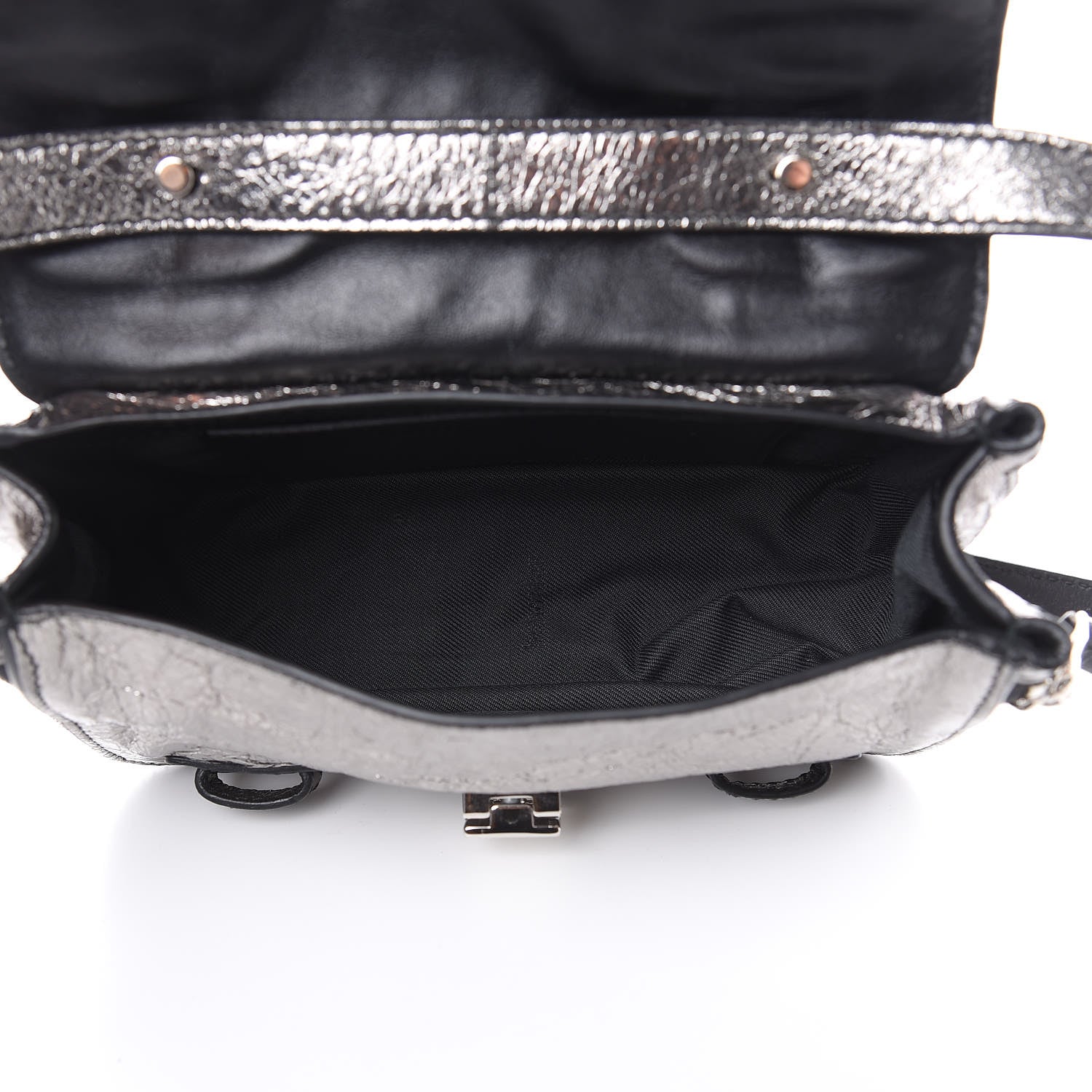 Proenza Schouler Metallic Paper Lambskin PS1 Mini Pouch Messenger Dark Silver 5 of 8