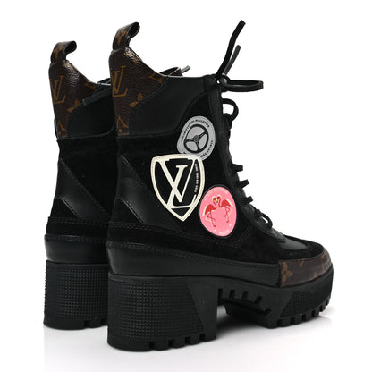 Louis Vuitton Suede Calfskin Monogram Checkpoint Platform Desert Boots 36 Black 4 of 6