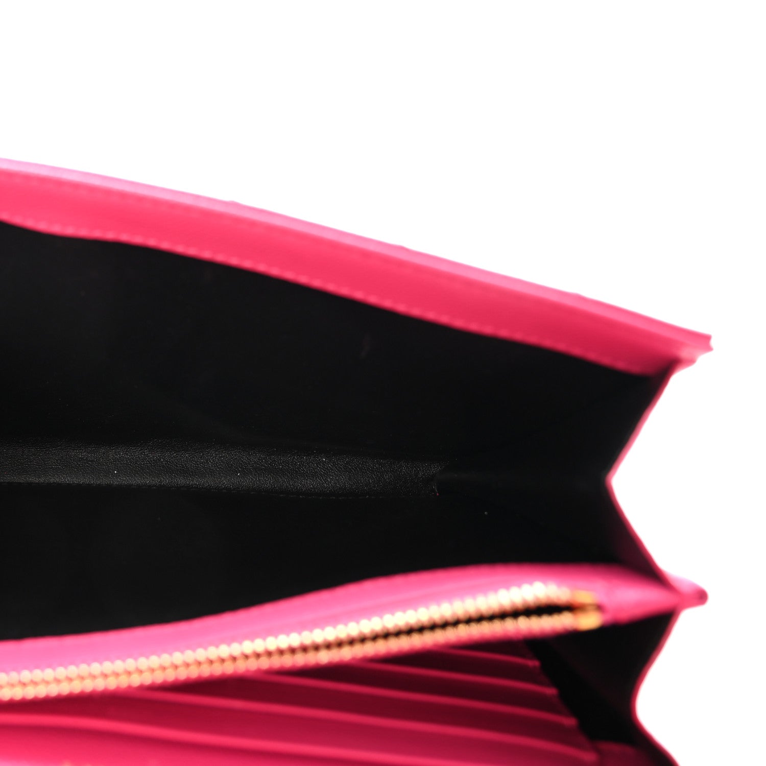 Saint Laurent Grain De Poudre Matelasse Chevron Monogram Chain Wallet Lipstick Fuchsia 5 of 9