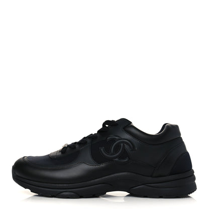 Chanel Fabric Calfskin Suede Mens CC Sneakers 45 Black 1 of 11