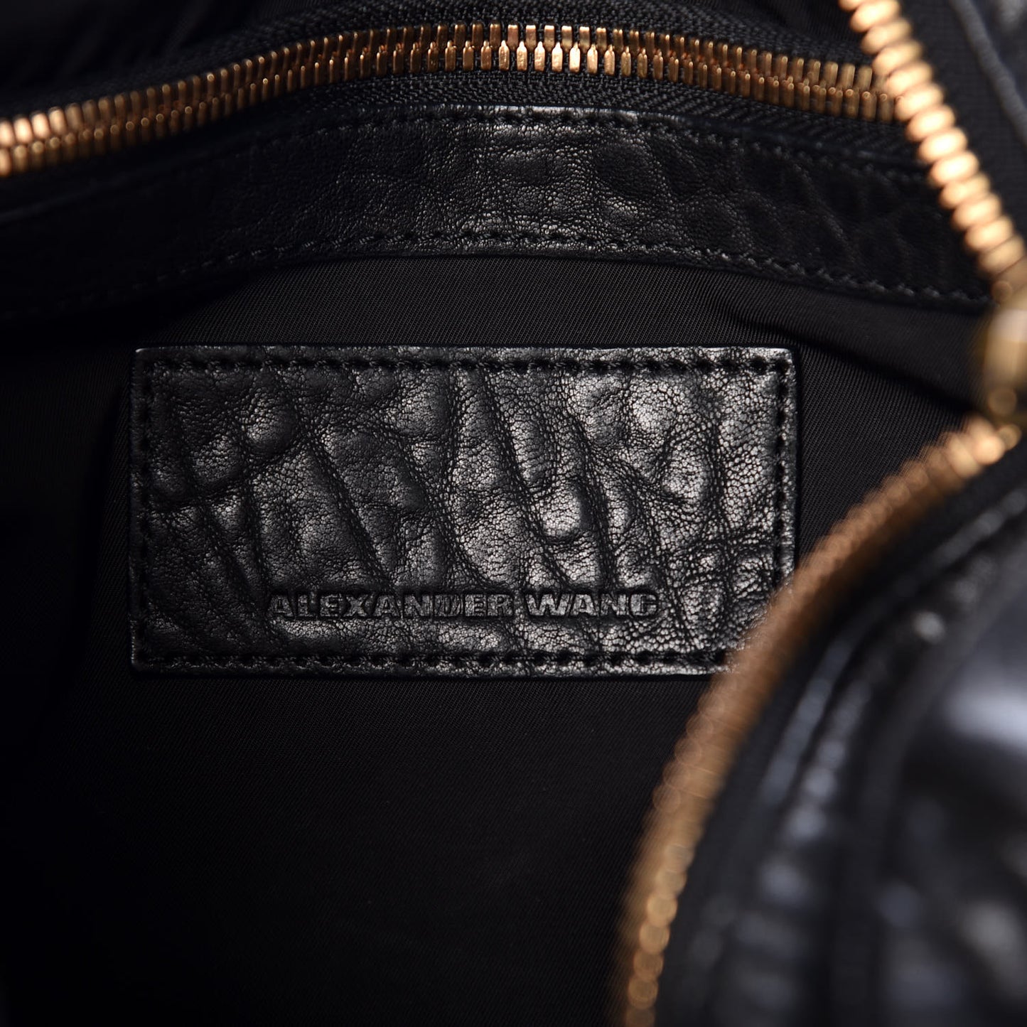Pebbled Lambskin Rocco Black Antique Brass Hardware