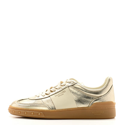 Valentino Garavani Laminated Calfskin Nappa Upvillage Sneakers 38 Platinum Ivory Amber 1 of 8