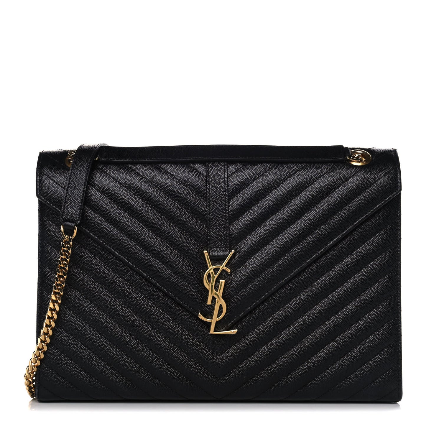 Grain De Poudre Matelasse Chevron Large Monogram Satchel Black