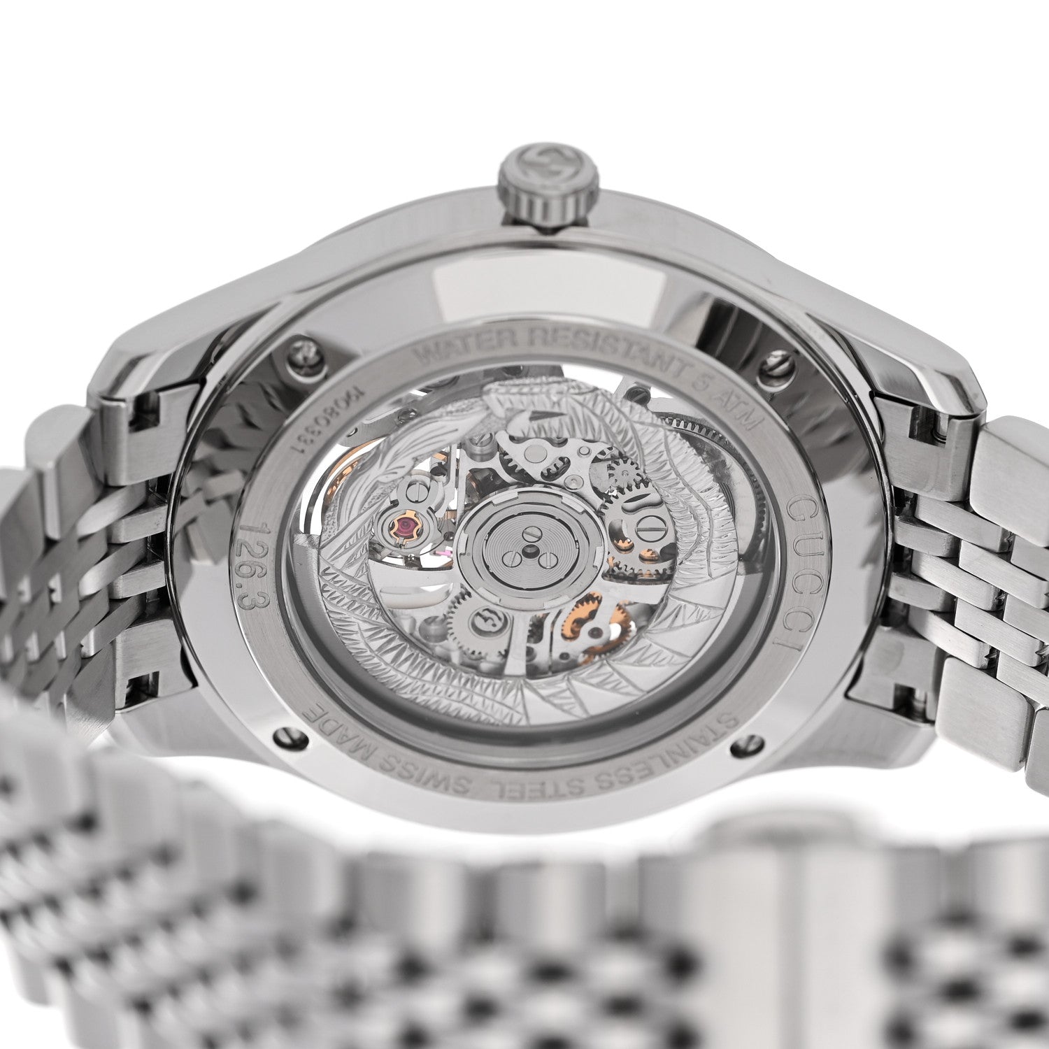 Gucci Stainless Steel 40mm G-Timeless Skeleton Charm Automatic Watch 4 of 5