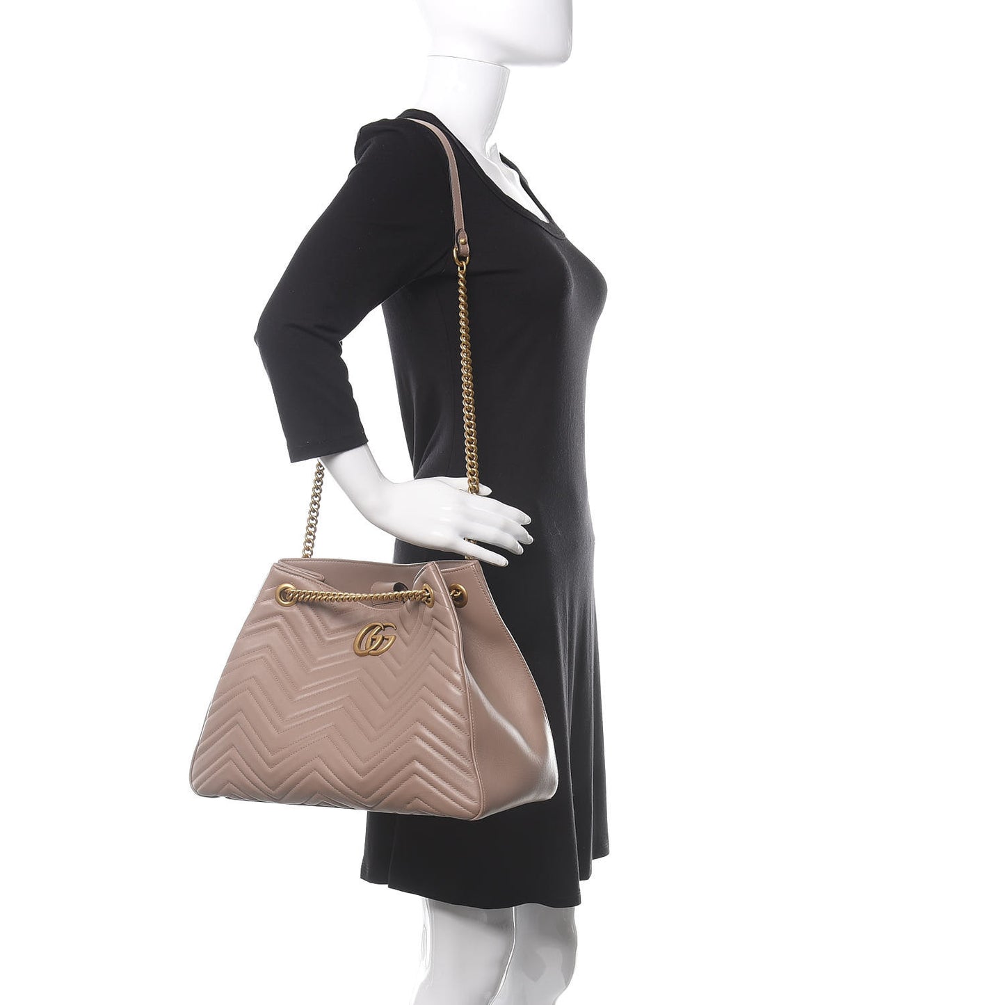 Calfskin Matelasse Medium GG Marmont Shoulder Tote Bag Porcelain Rose