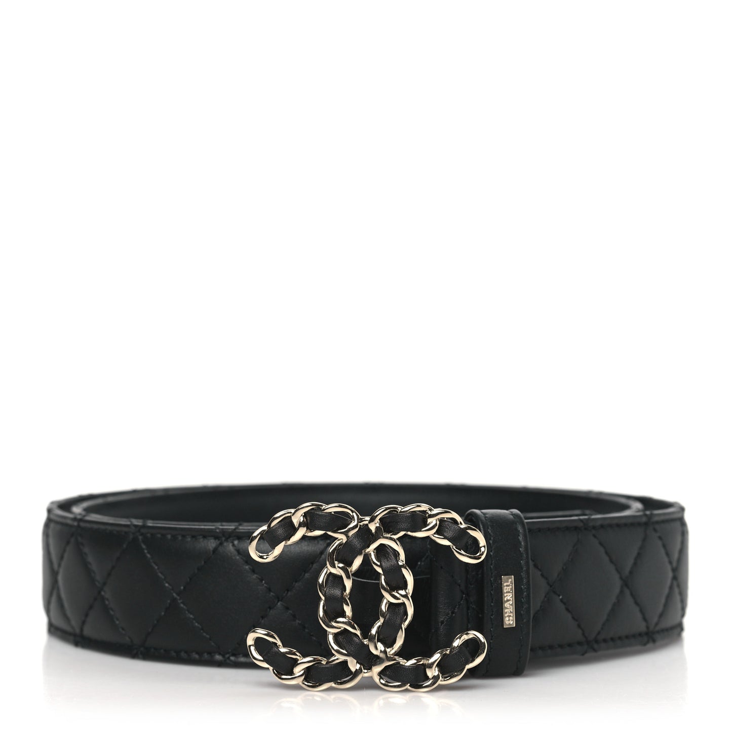 Calfskin Quilted CC Chain Belt 95 38 Black