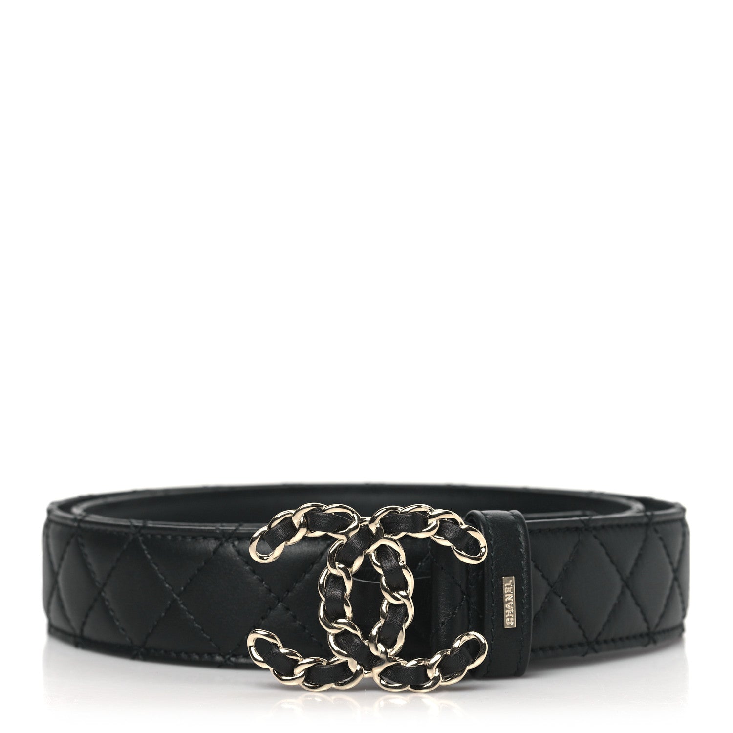 Chanel Calfskin Quilted CC Chain Belt 95 38 Black 1 of 5