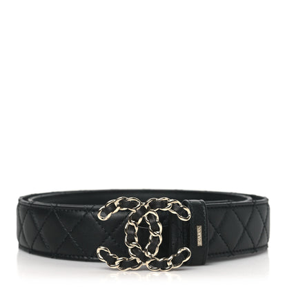 Chanel Calfskin Quilted CC Chain Belt 95 38 Black 1 of 5