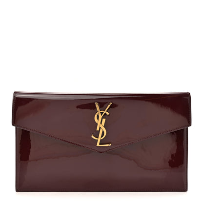 Saint Laurent Patent Calfskin Monogram Uptown Clutch Dark Red Wine 1 of 10
