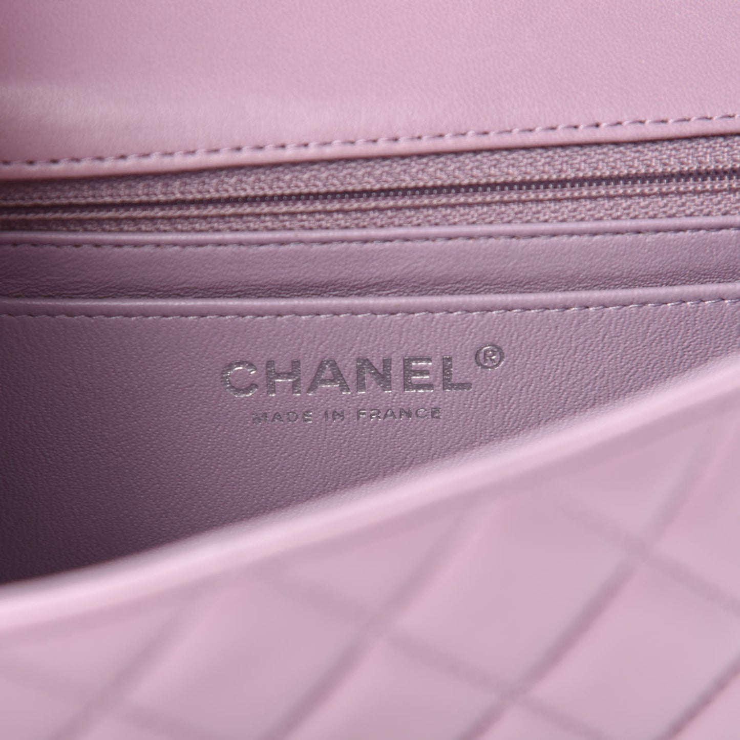 Lambskin Quilted Mini Rectangular Flap Light Purple
