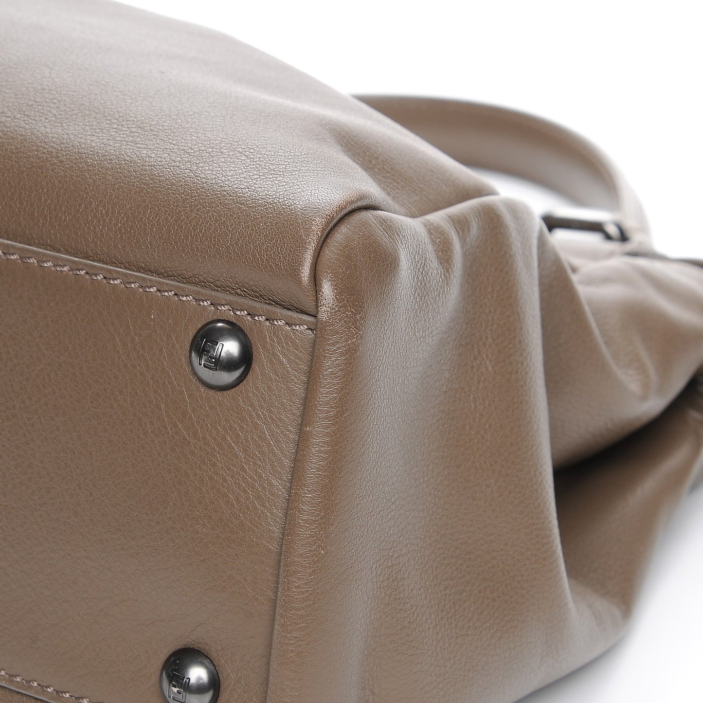 Goatskin Calf Hair Leopard Print Medium Peekaboo Iconic Satchel Taupe