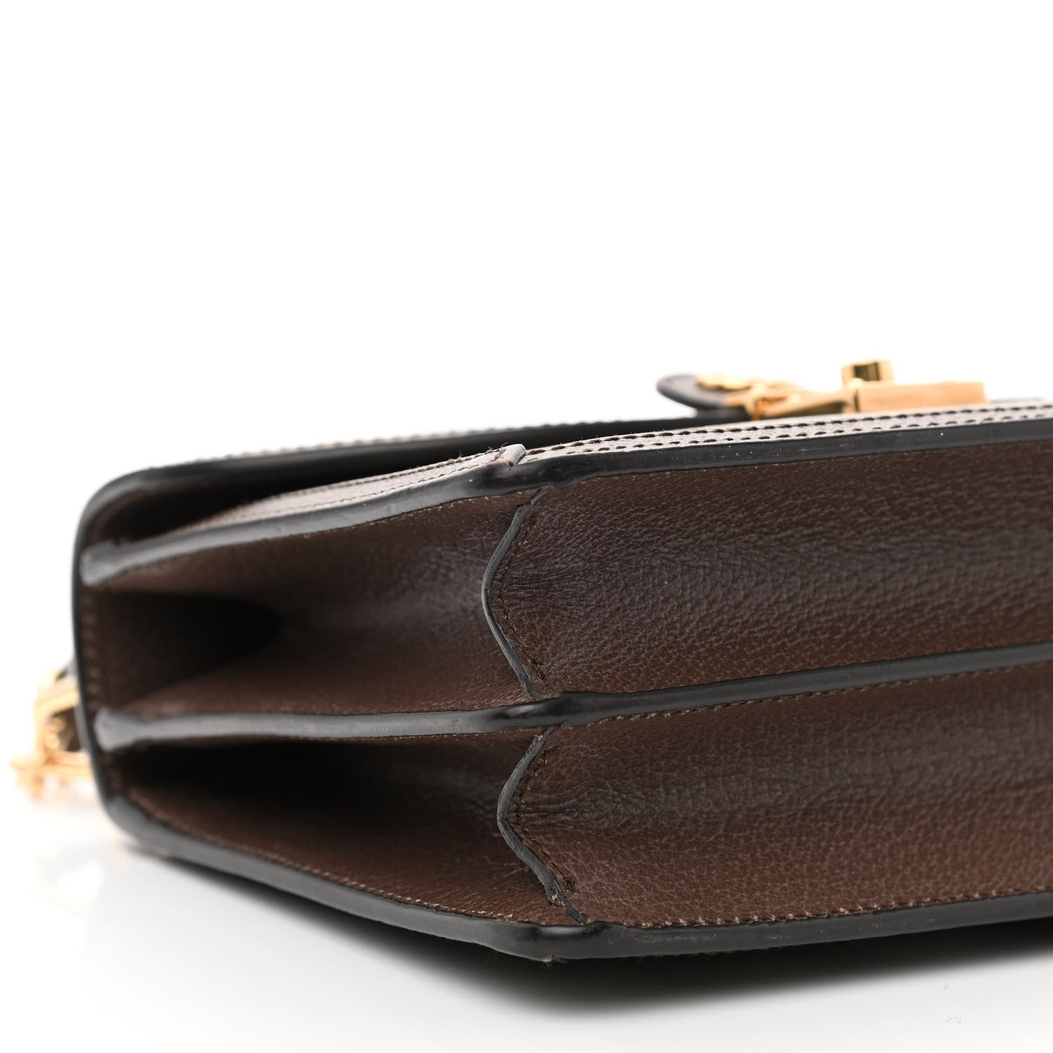 Gucci GG Supreme Monogram Textured Dollar Calfskin Web Small Ophidia Padlock Top Handle Bag Beige Ebony New Acero 9 of 11
