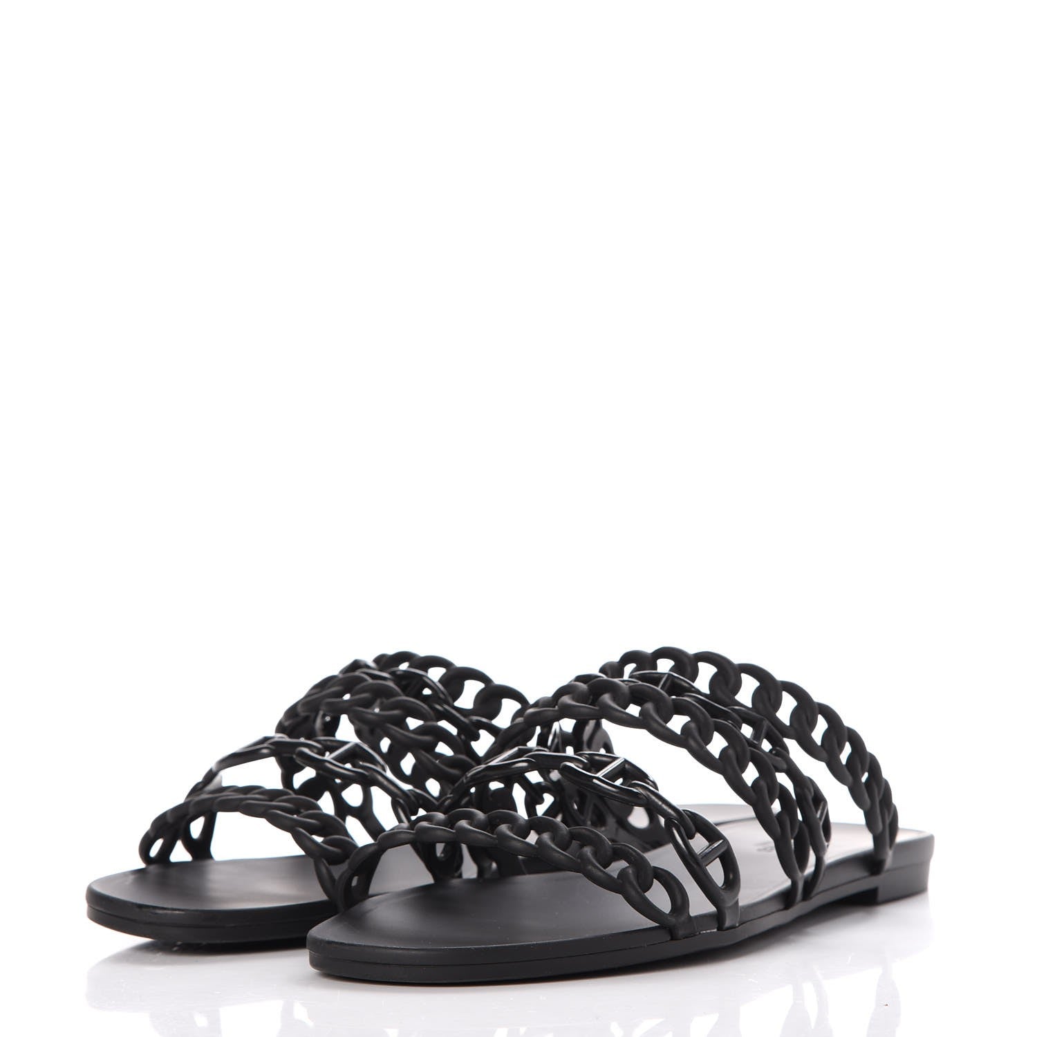 Hermes Rubber Chaine d'Ancre Nude Sandals 40 Black 2 of 7