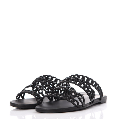 Hermes Rubber Chaine d'Ancre Nude Sandals 40 Black 2 of 7