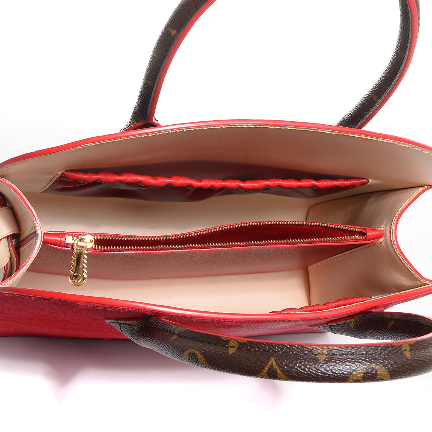 Monogram Calf Hair Spikes Iconoclasts Christian Louboutin Tote Red