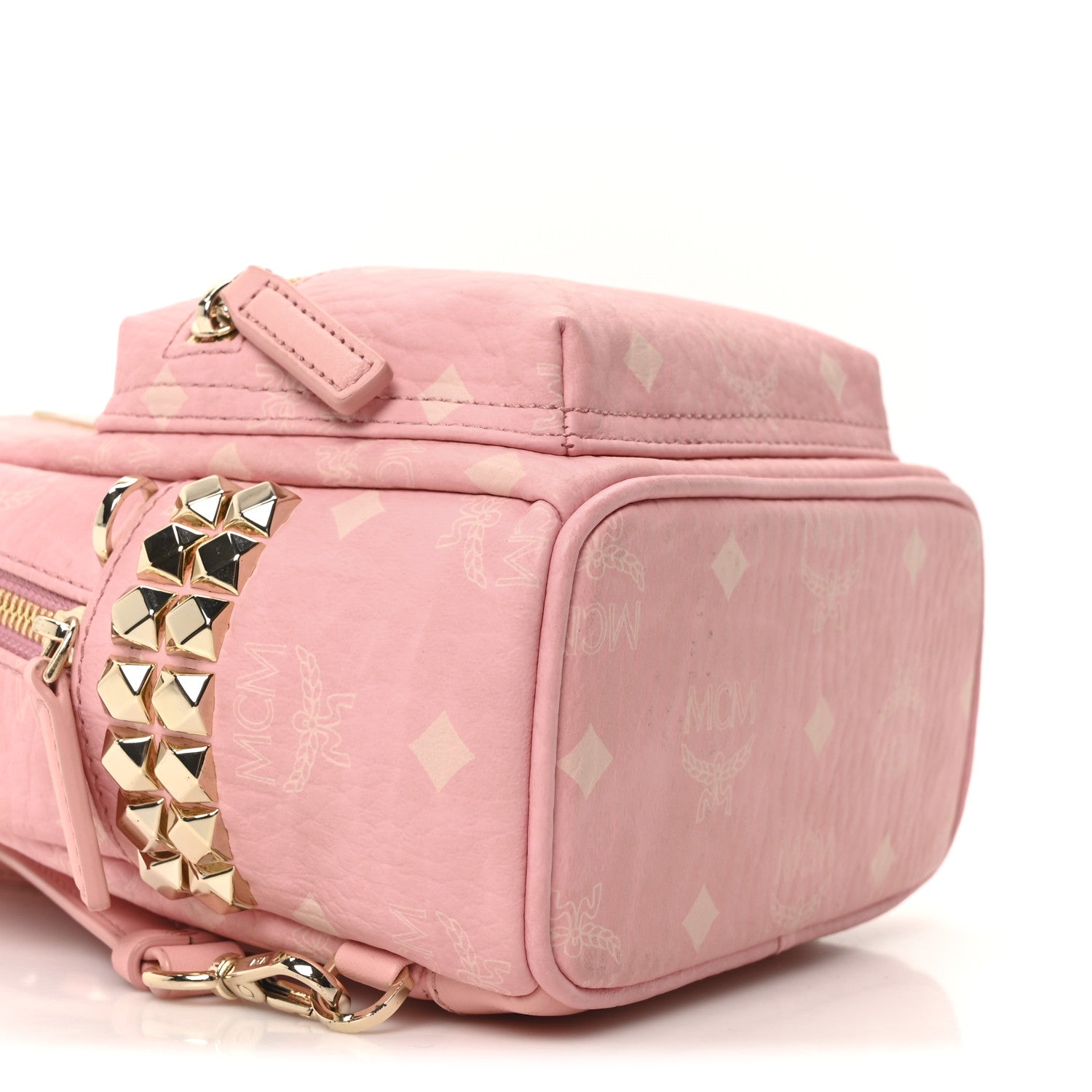 MCM Visetos Side Stud X-Mini Stark Bebe Boo Backpack Soft Pink